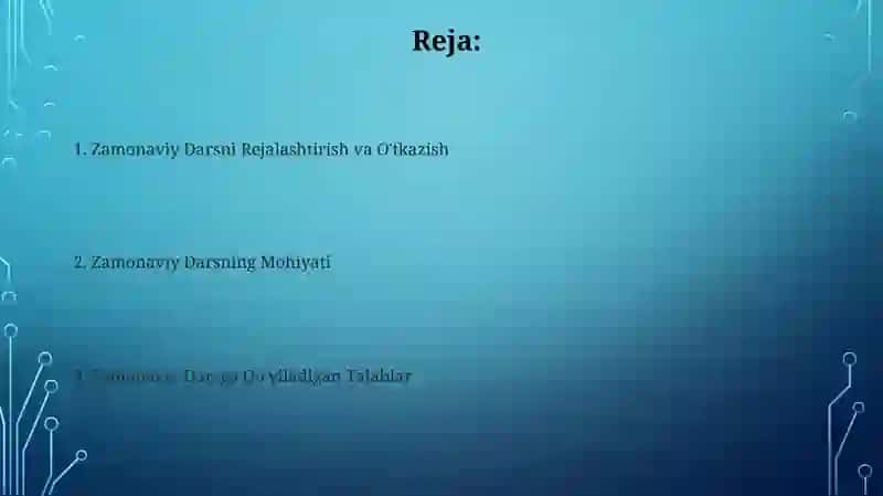 Zamonaviy dars va unga qo'yilgan talablar 2