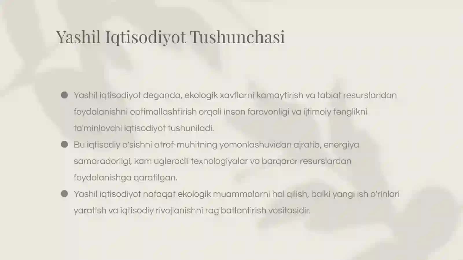 Yashil iqtisodiyot: Kelajakka Sanoqli Qadamlar 2