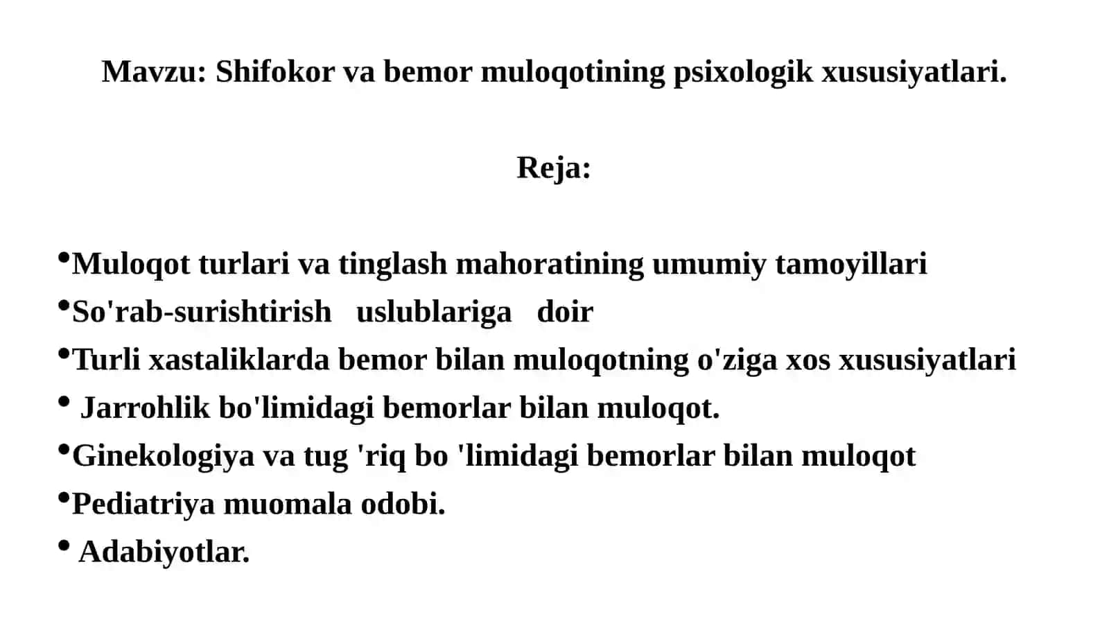 Shifokor va bemor muloqotining psixologik xususiyatlari 2