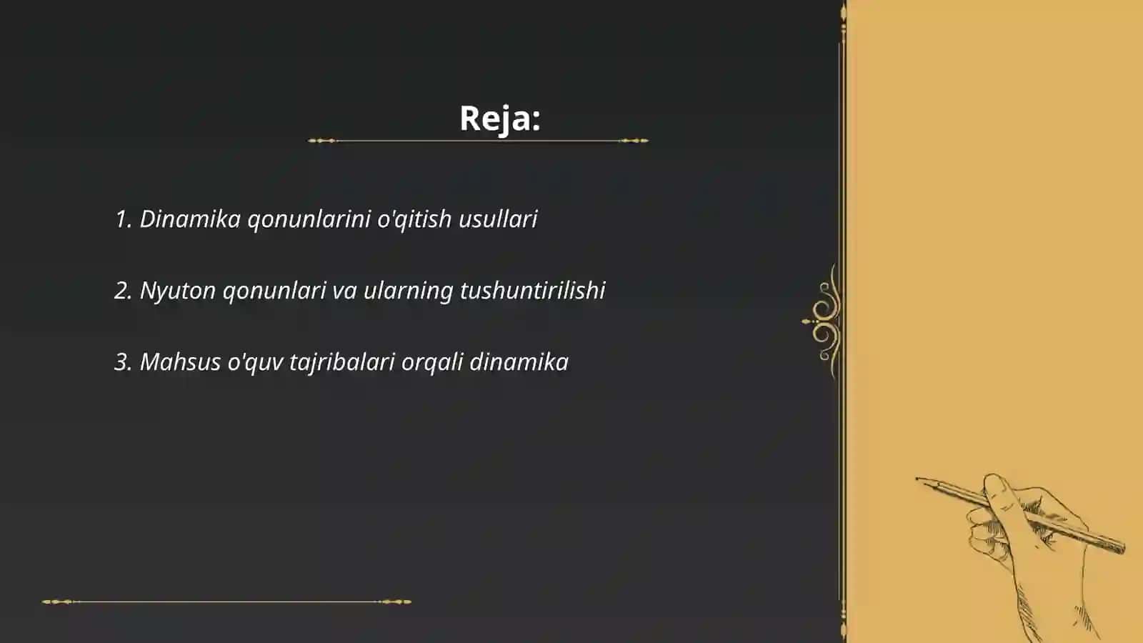 Dinamika qonunlari o'qitish metodikasi 2