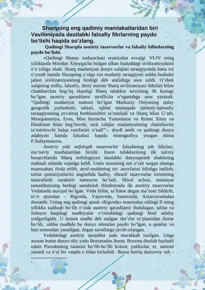 Falsafiy tafakkur taraqqiyoti bosqichlari: Sharq falsafasi. 2