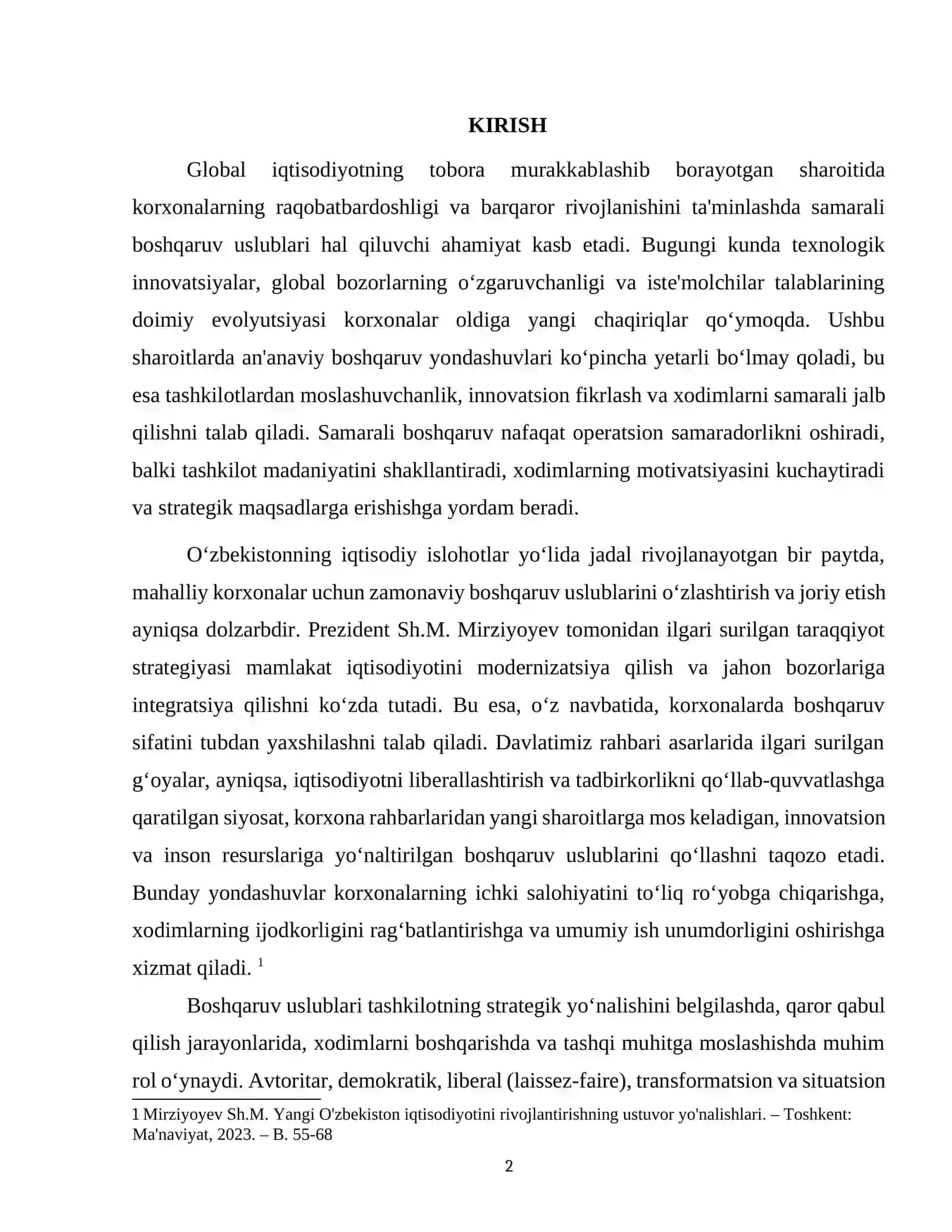 BOSHQARUV USLUBLARINING NAZARIY ASOSLARI VA EVOLUYUTSIYASI 2