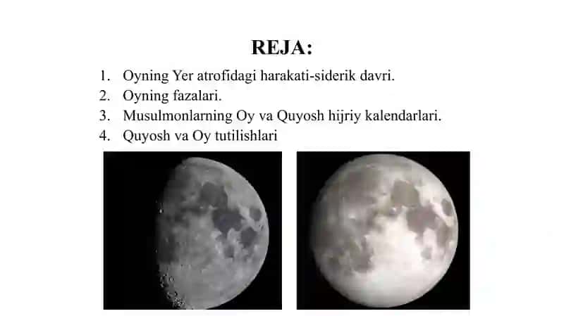 Oyning harakati, fazalari va davrlari 2