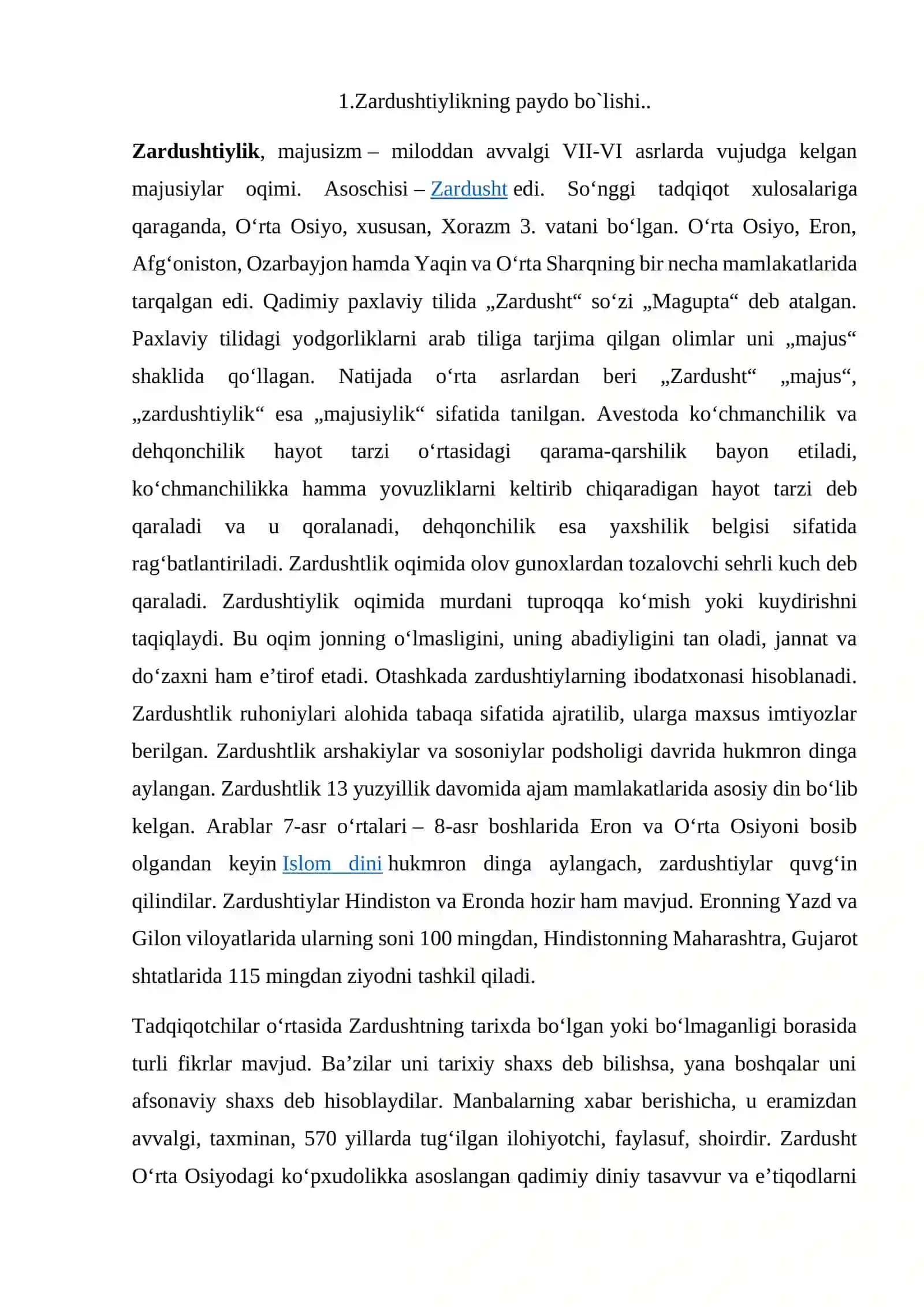 Zardushtiylikda tabiatning ulug’lanishi 2