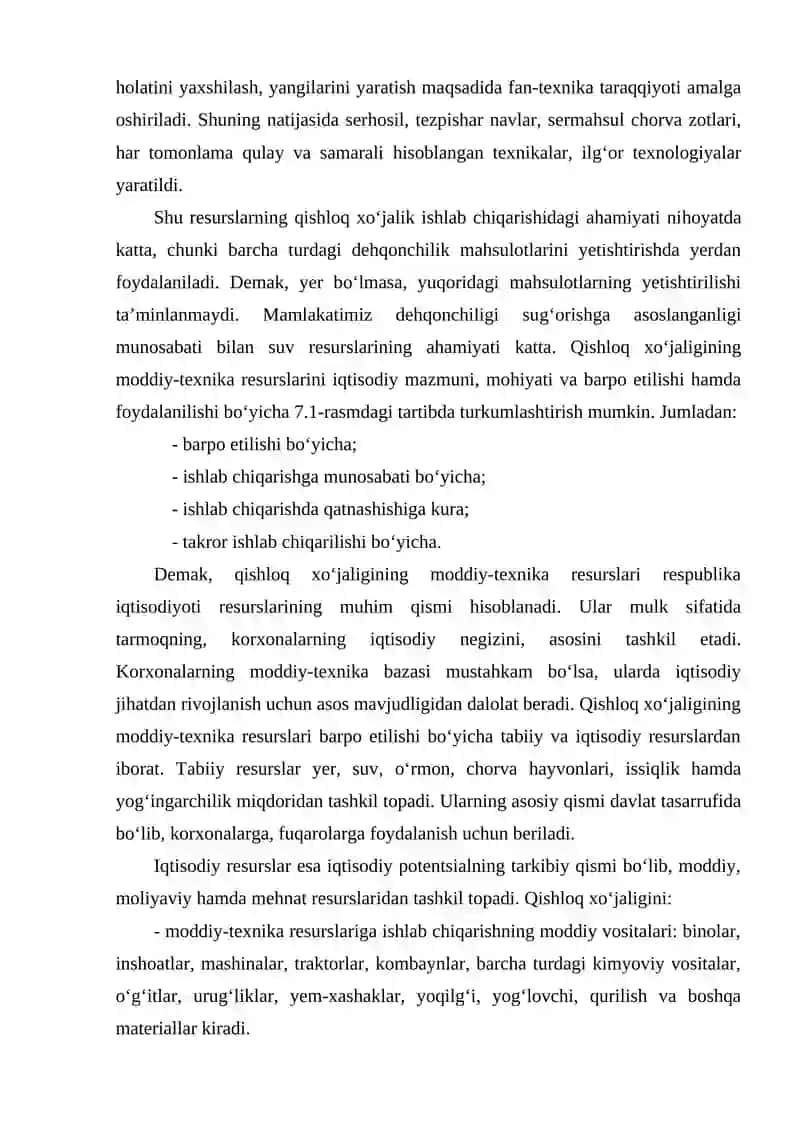 QISHLOQ XO‘JALIGIDA MODDIY-TEXNIKA RESURSLARI VA ULARDAN FOYDALANISH SAMARADORLIGI 2