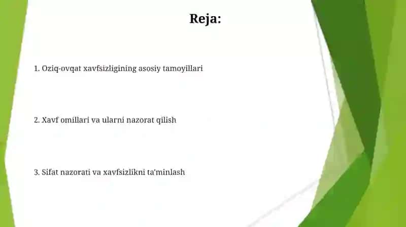 Oziq ovqat maxsulotlari xavfsizligi xaqida 2