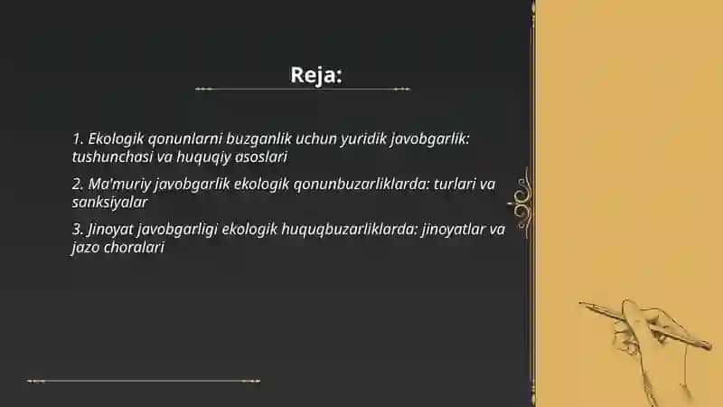 Ekologik qonunlarni buzganlik uchun yuridik javobgarlik 2