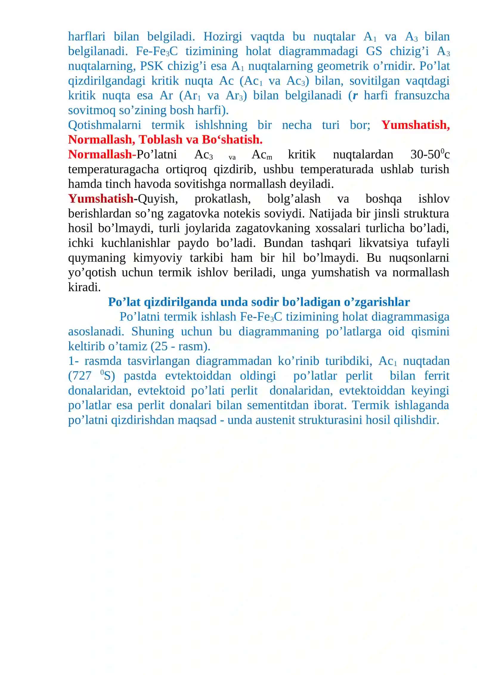 Termik va kimyoviy-termik ishlov berish tehnologiyalari 2
