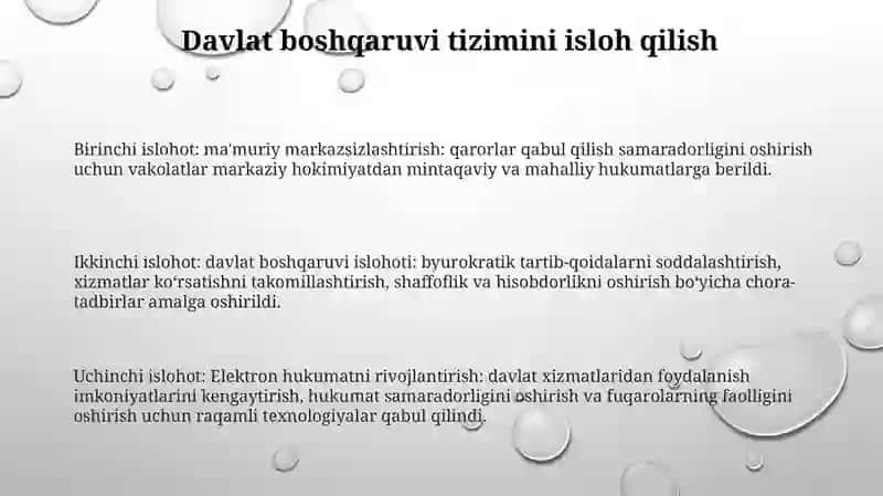 Mustaqillik Yillarida Davlat Boshqaruvi Tizimda Amalga Oshirilgan Islohotlar 2