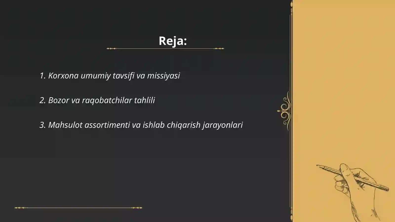 Oziq-ovqat sanoati korxonasining bosh rejasi 2