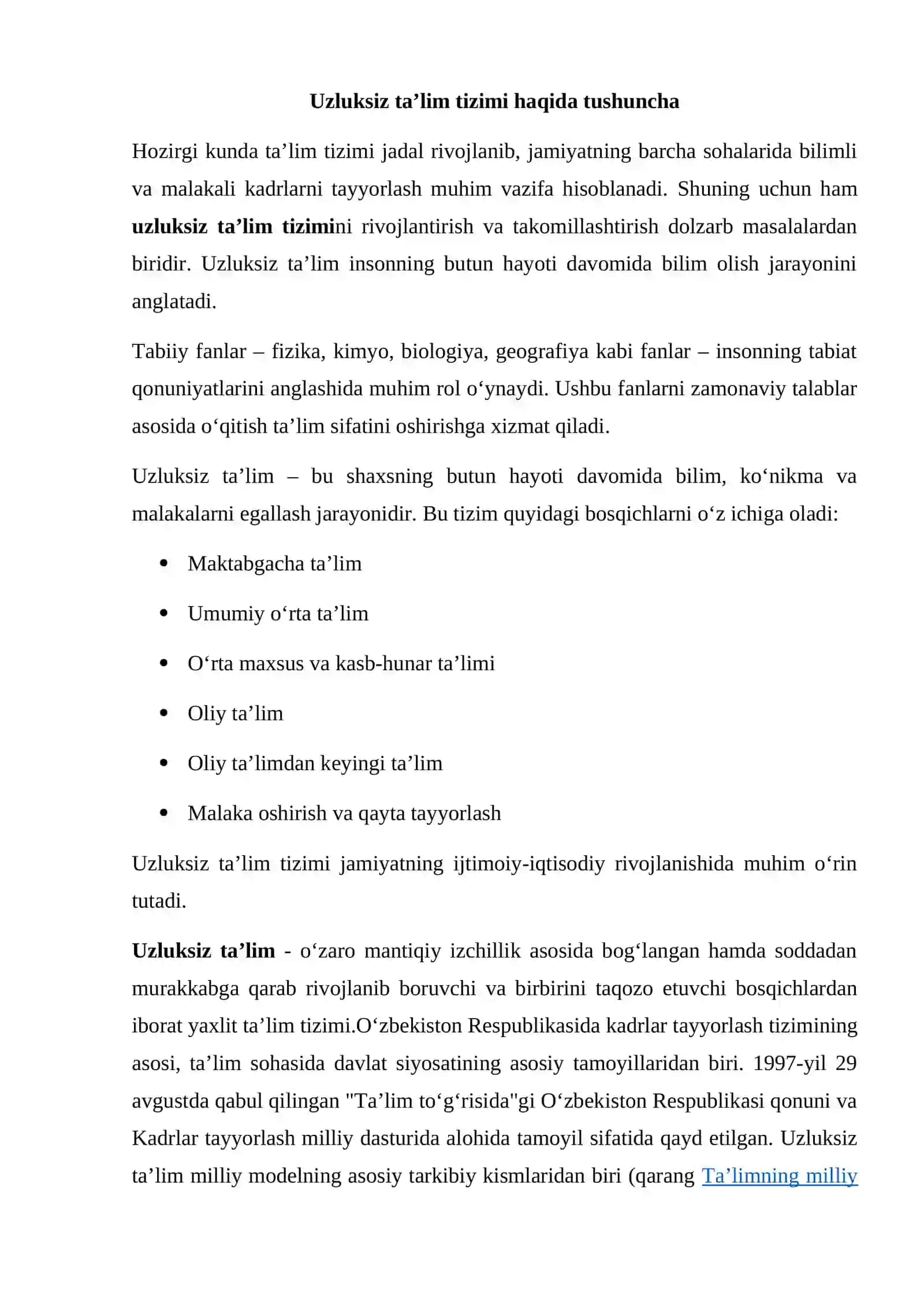 Uzliksiz ta’limdagi tendensiyalardan foydalanishning metodikasini o’zlashtirish 2
