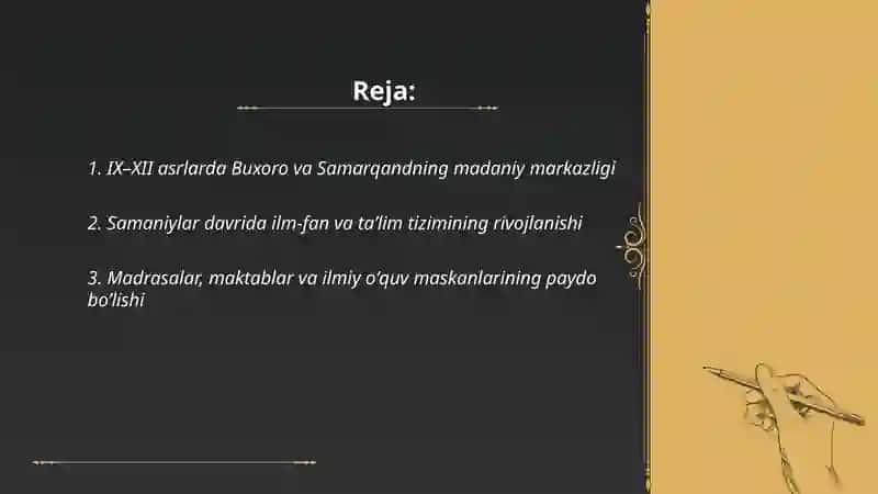 IX-XII asrlarda mamlakatimiz hududida roʼy bergan madaniy uygʼonish 2