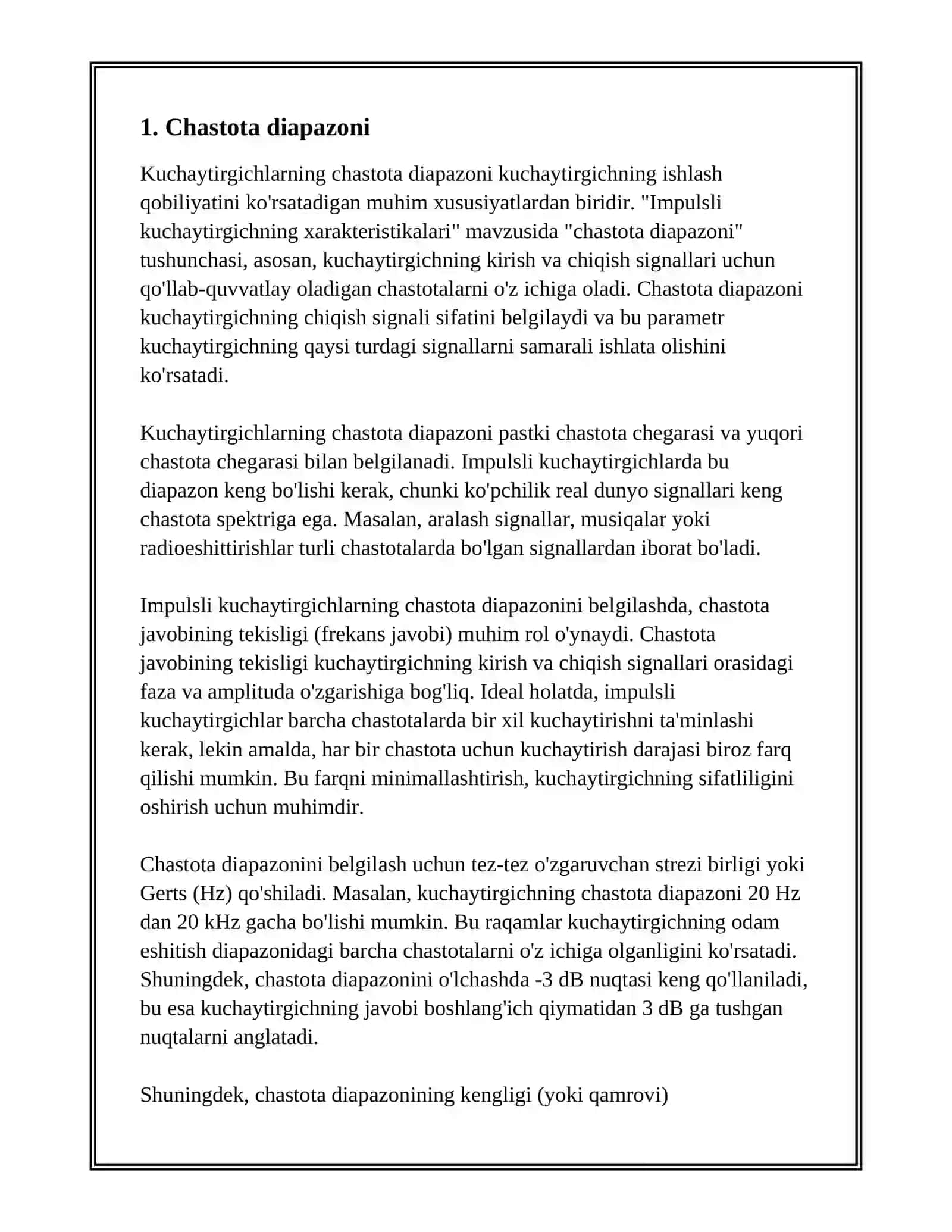 IMPULSLI KUCHAYTIRGICHNING XARAKTERISTIKALARI 2