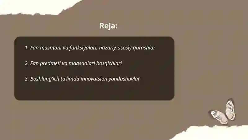 Boshlangʻich taʼlimda innovatsiya va integratsiya fanining mazmuni, predmeti, metodologiyasi. 2