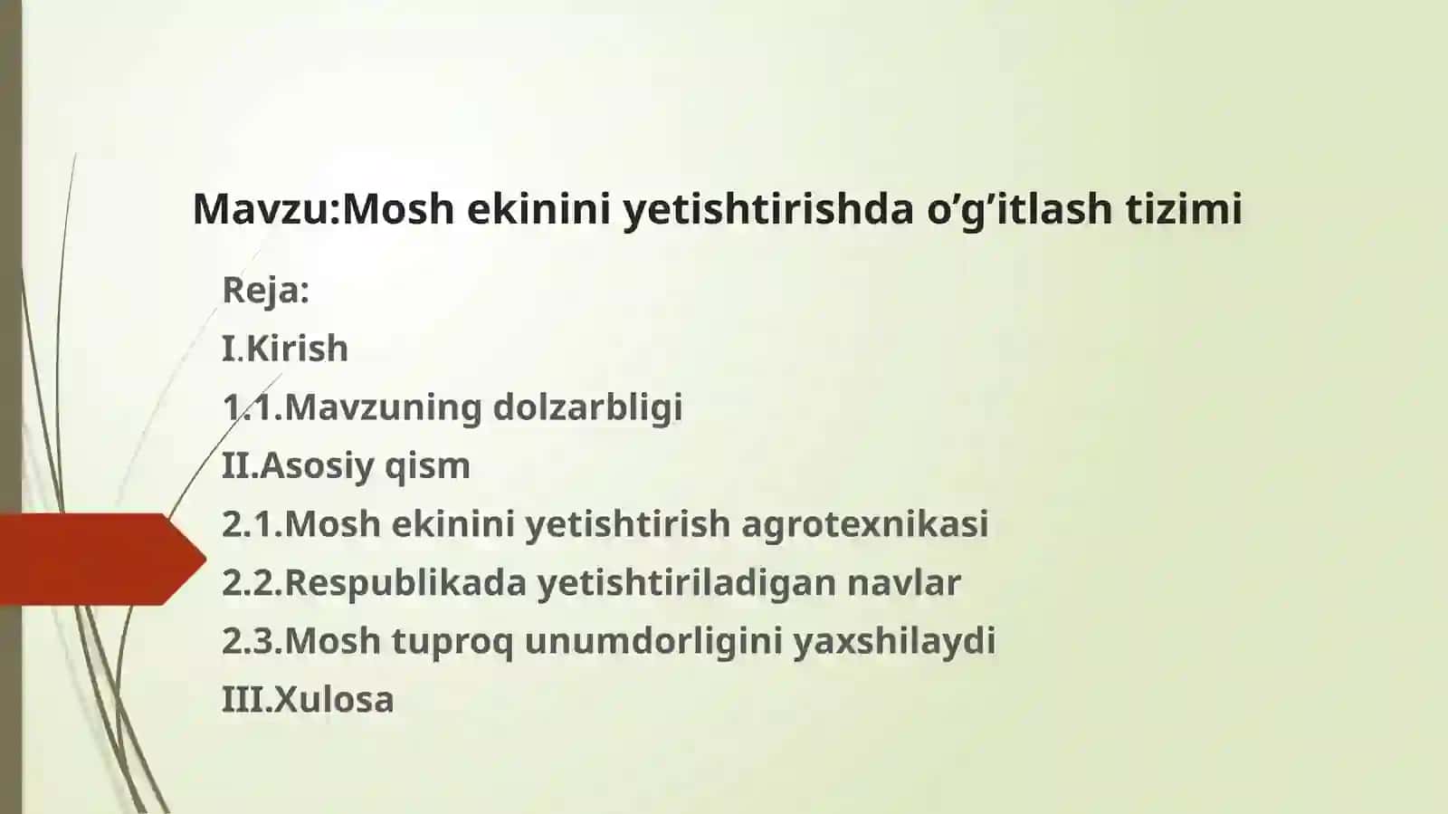 Moshekininiyetishtirish dao’g’itlashtizimi 2