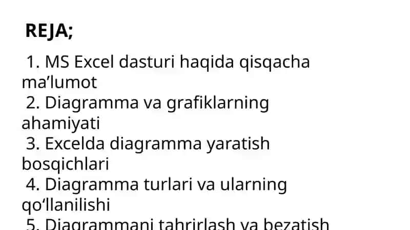 MS Excel dasturida diagramma va girafiklarni hosil qilish usullari 2