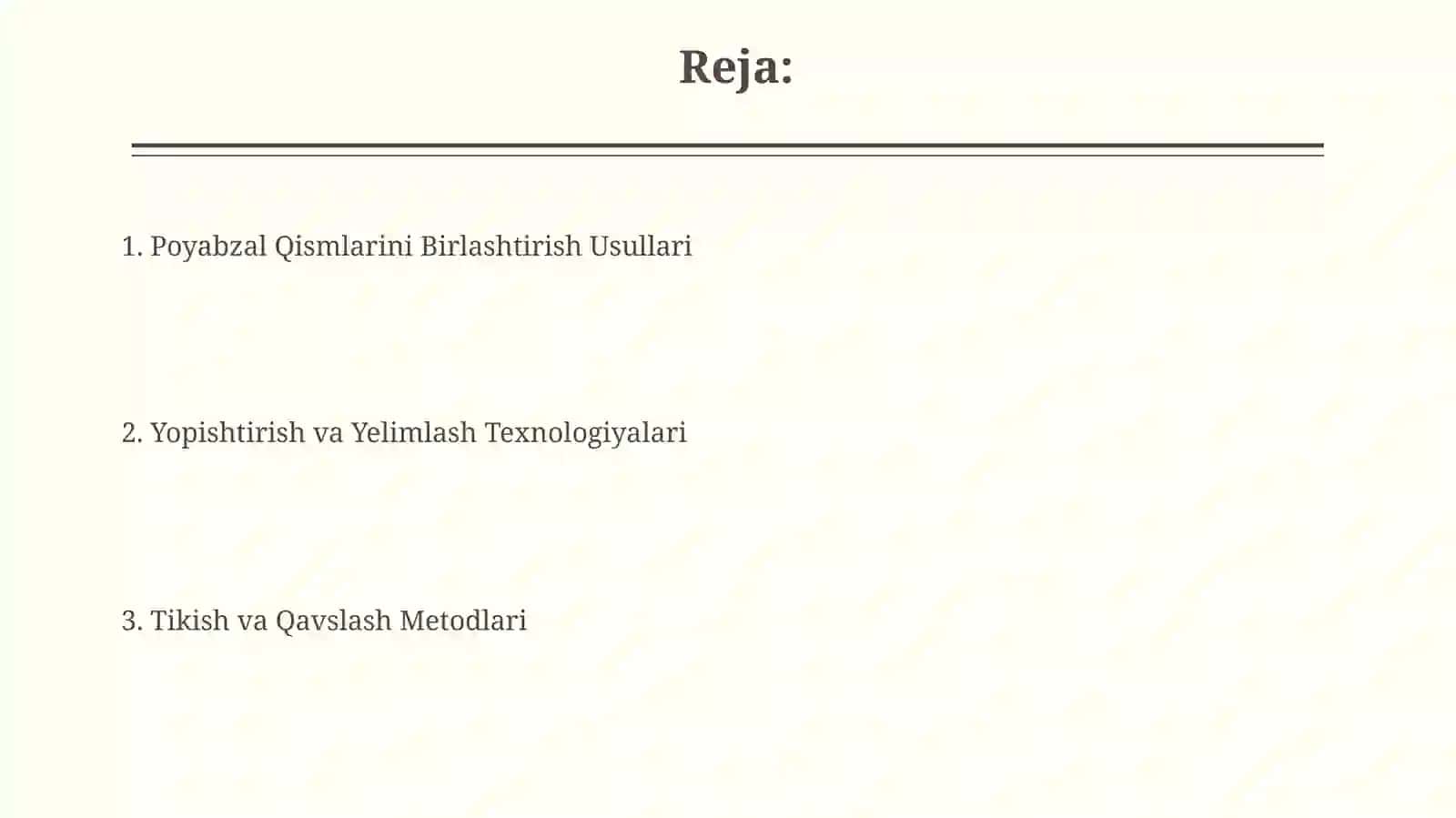 Poyabzal tanavori va tag bo'laklarini o'zaro biriktirish usullari 2