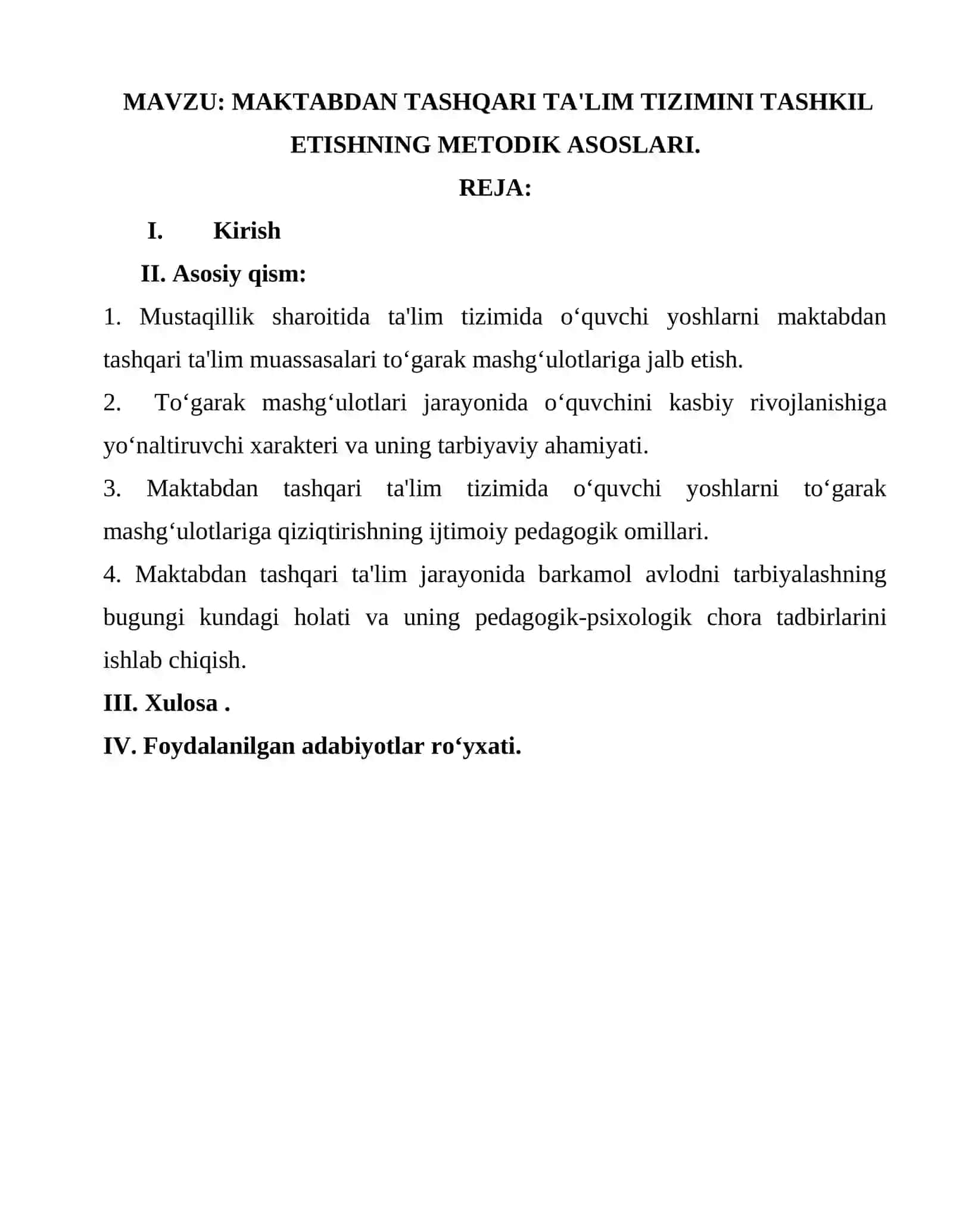 MAKTABDAN TASHQARI TA'LIM TIZIMINI TASHKIL ETISHNING METODIK ASOSLARI 2