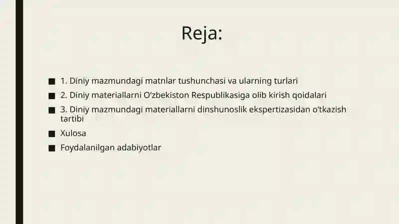 Diniy mazmundagi matnlarni tayyorlash, olib kirish va tarqatish hamda dinshunoslik ekspertizasidan o‘tkazish 2