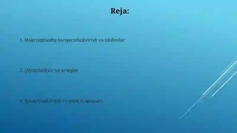 O'zbekistondagi iqtisodiyotiga o'tishning xususiyatlari 2