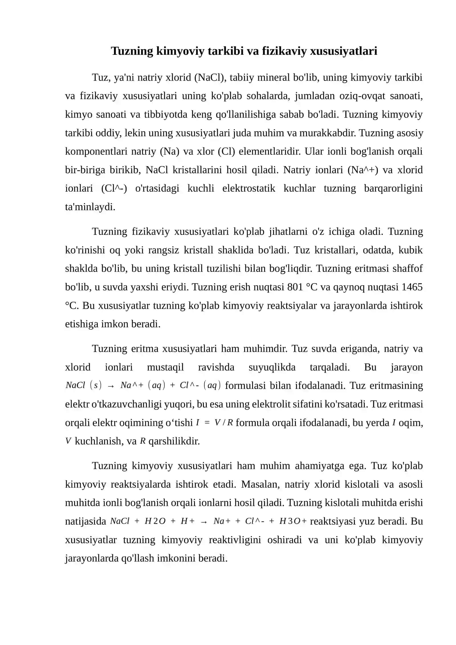 Tuzning sifatini o'rganish 2