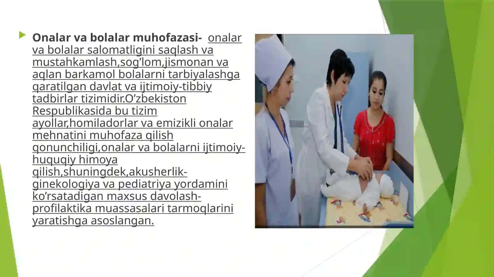 O’zbekistonda bolaning tibbiy yordam  olish huquqini amalga oshirish 2
