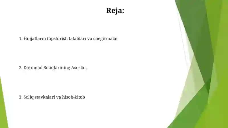Daromad Soliqlarini O'rganish 2