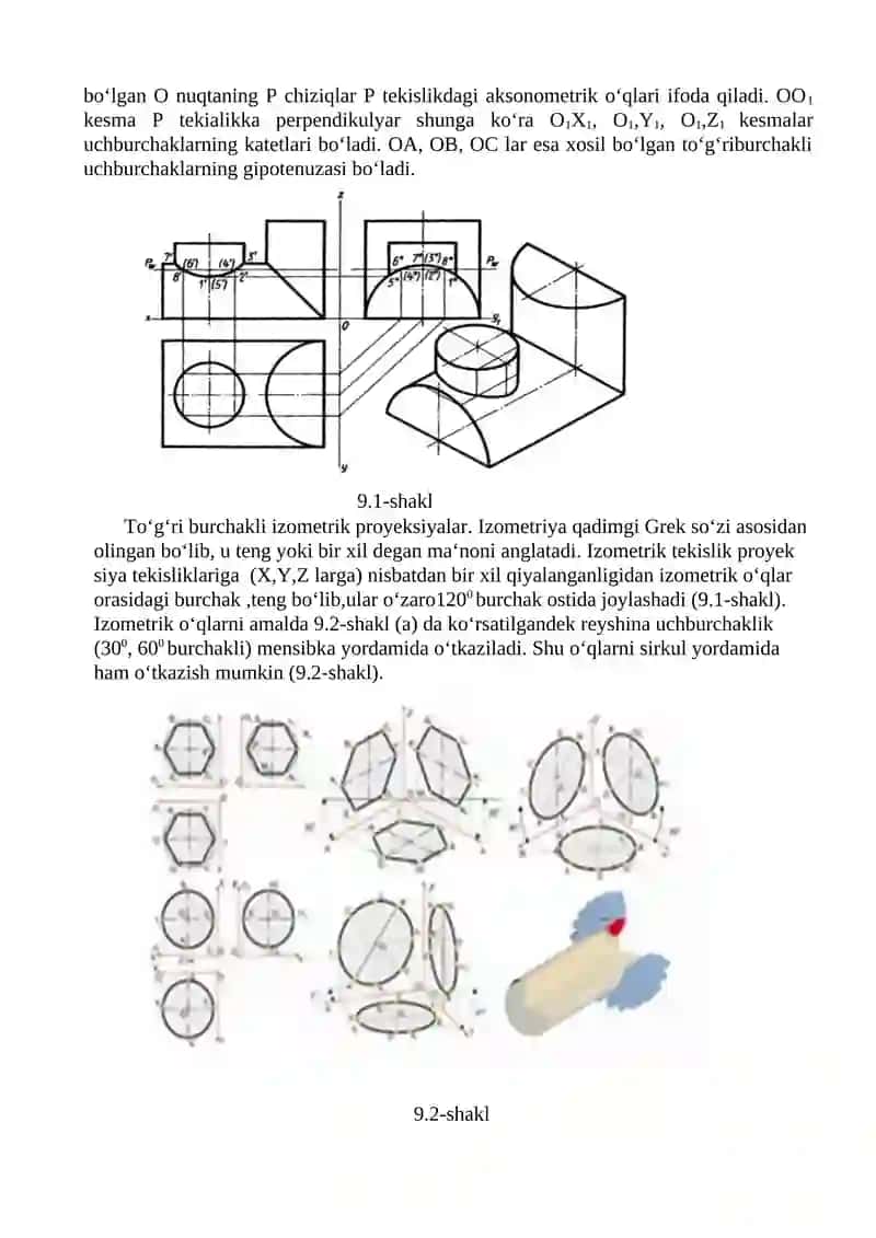 To’g’ri burchakli aksonometrik proyeksiyalar. 2