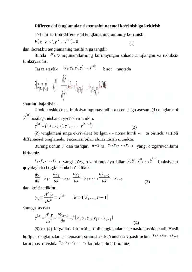 Differentsial tenglamalar sistemasi 2