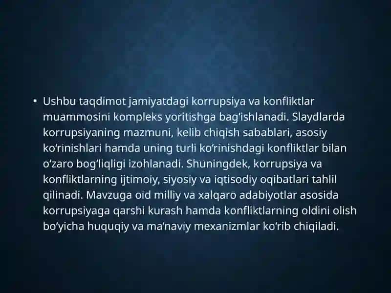 Korrupsiya va konfliktlar 2