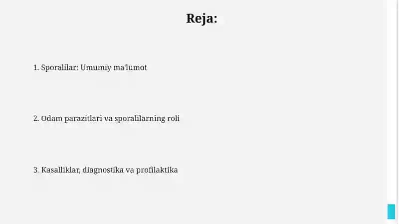 Sporalilar va odam parazitlari 2
