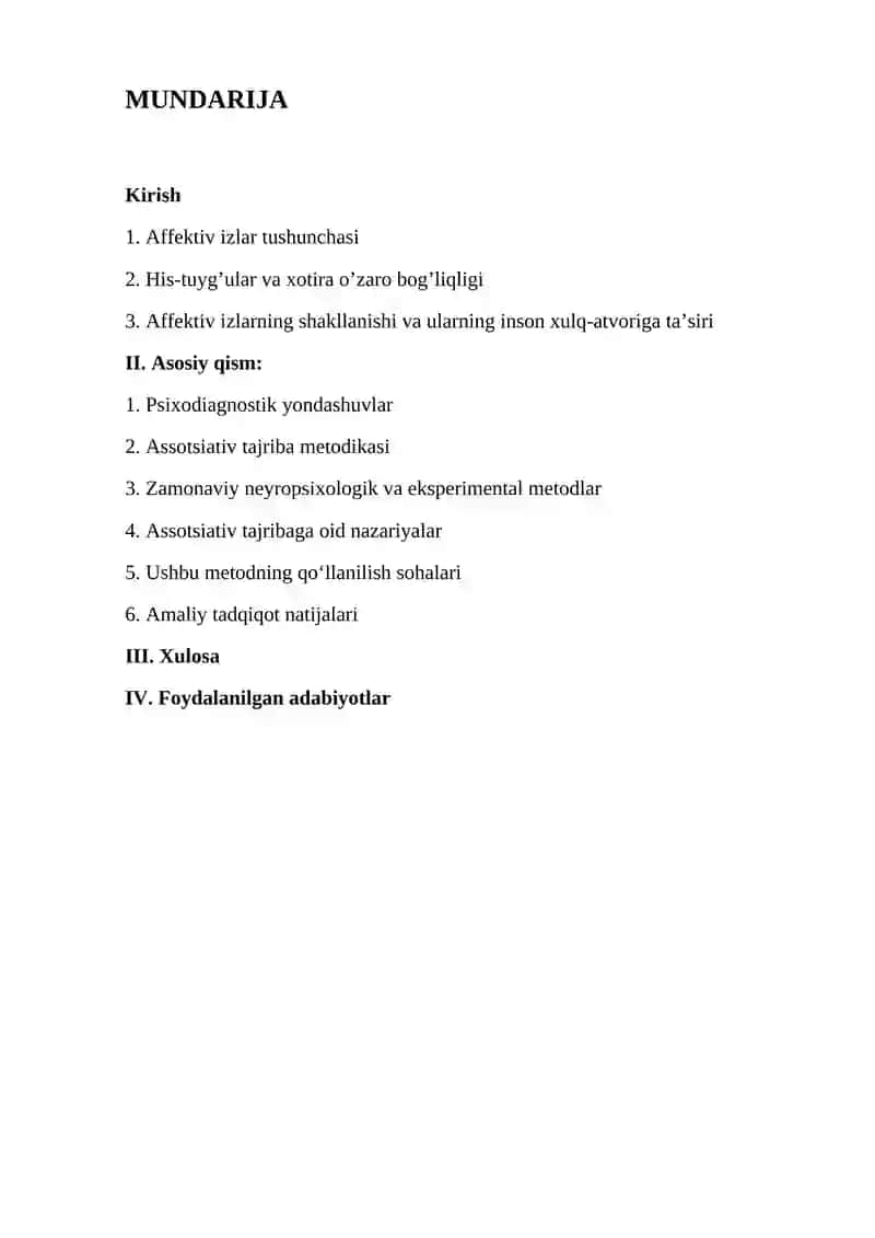 Affektiv izlarni tashxislash. Assotsiativ tajriba 2