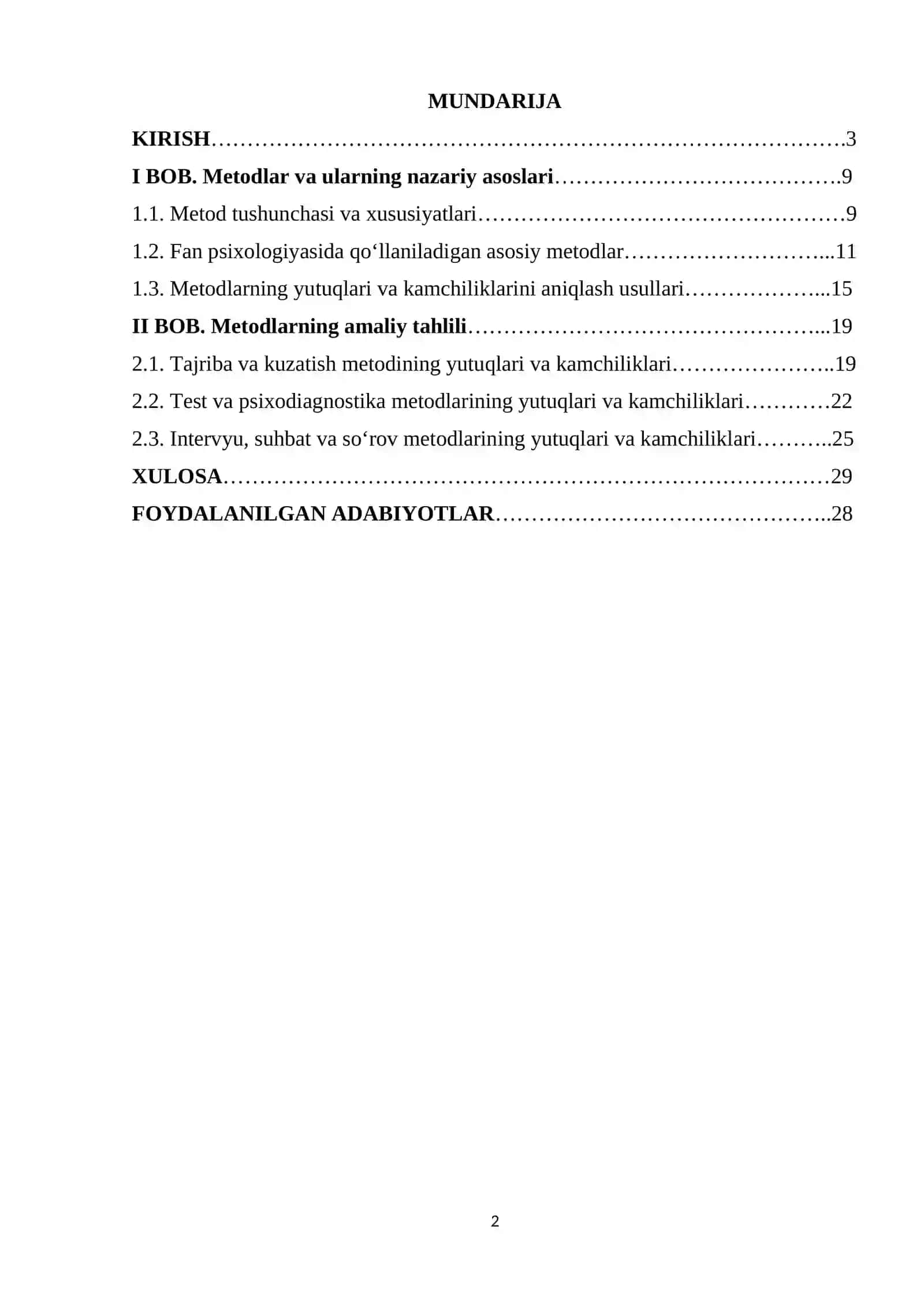 Metodlarning yutuq va kamchiliklari 2