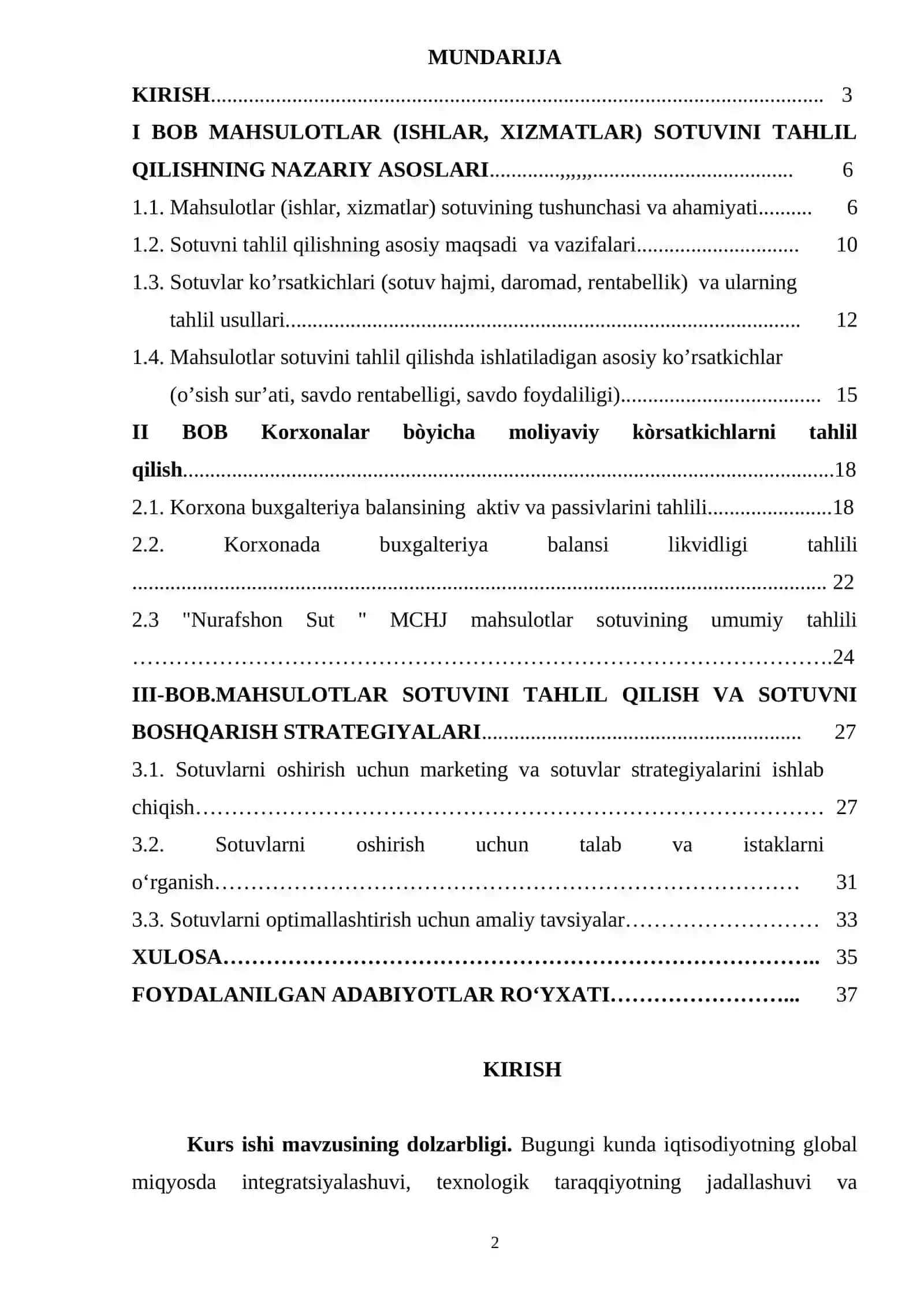 Mahsulot (ishlar va xizmatlar) sotuvini tahlil qilish 2