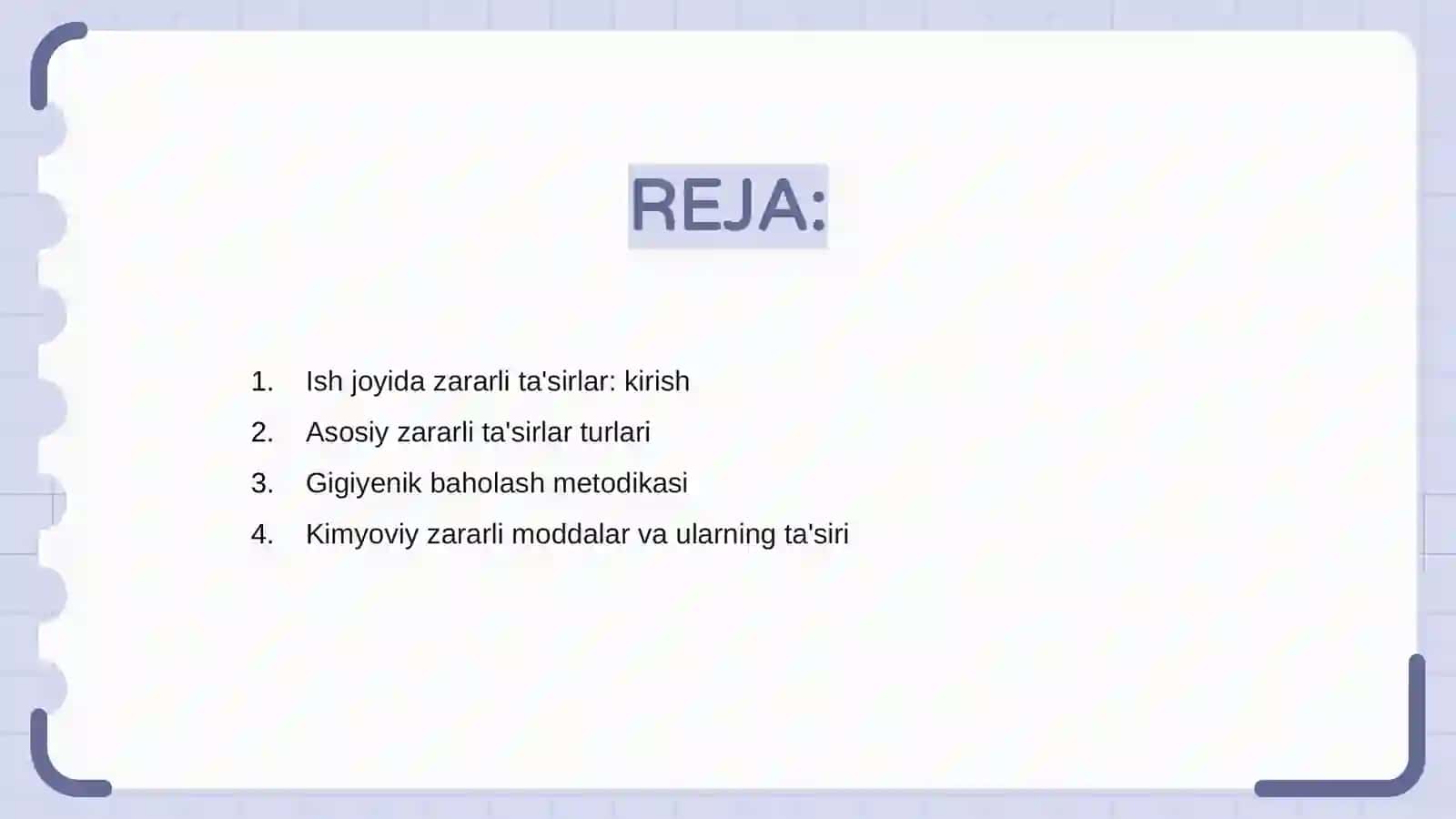 Ish joyida uchraydigan asosiy zararli ta'sirlar va ularni gigiyenik baholash 2