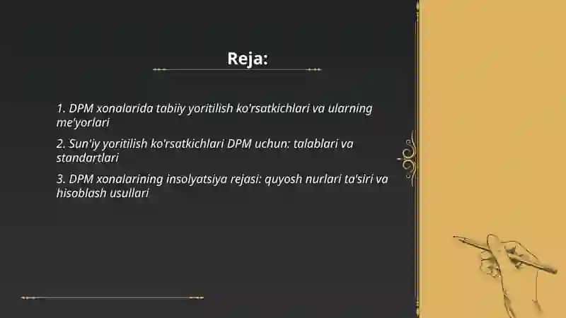 DPM larning tabiiy va suniy yoritilganlik ko'rsatkichi 2