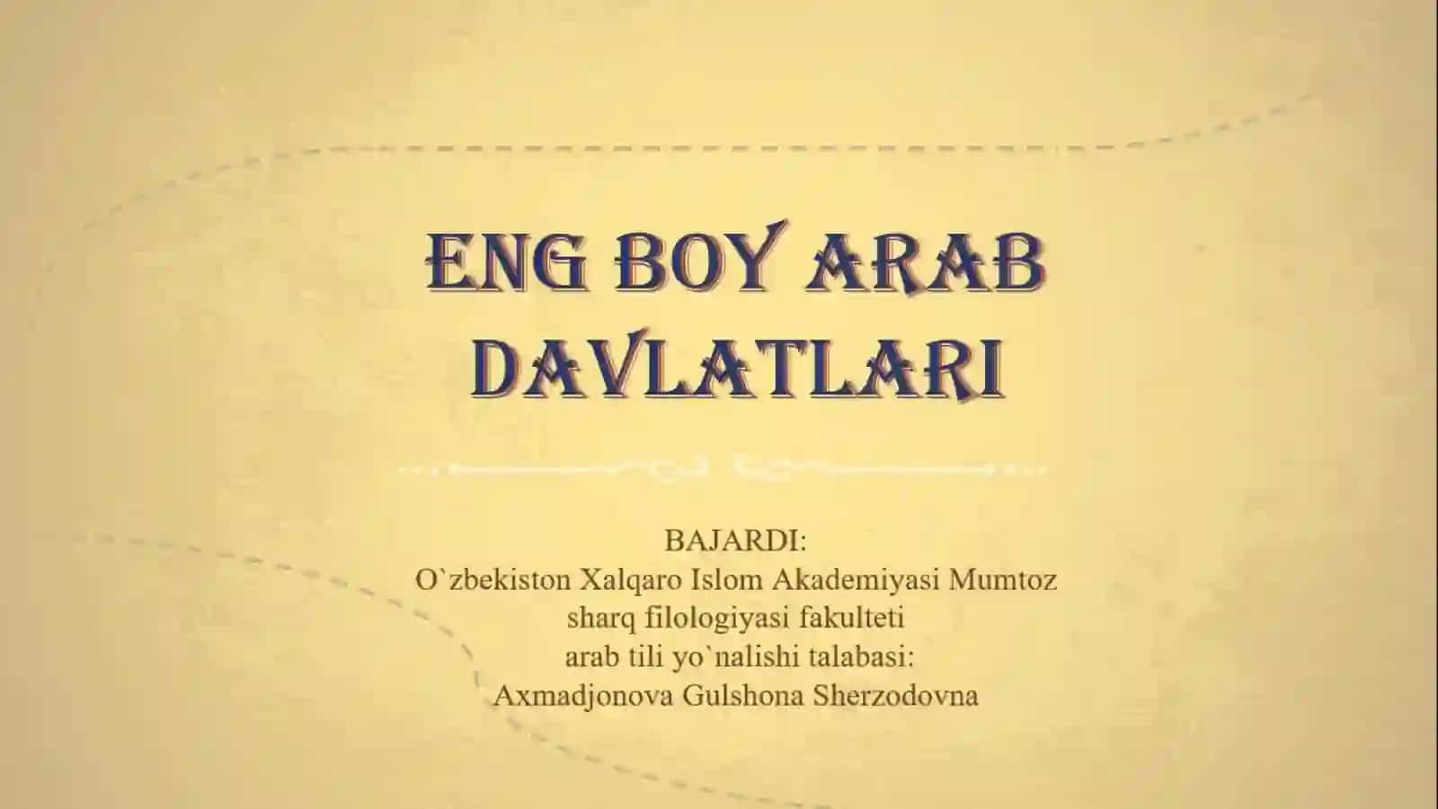 PPT Eng boy arab davlatlari 2