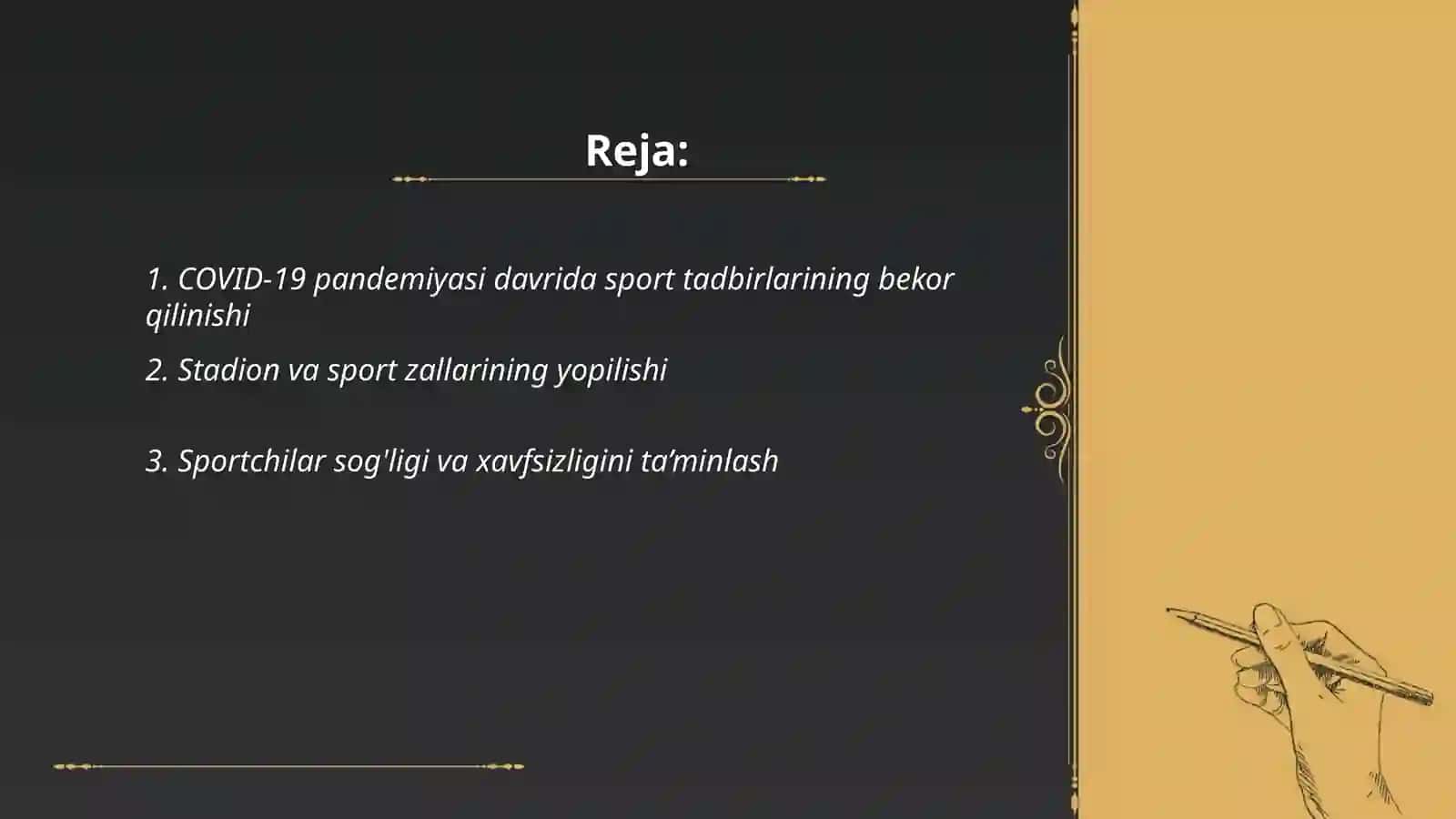 COVID-19 pandemiyasi davrida sport tadbirlari 2