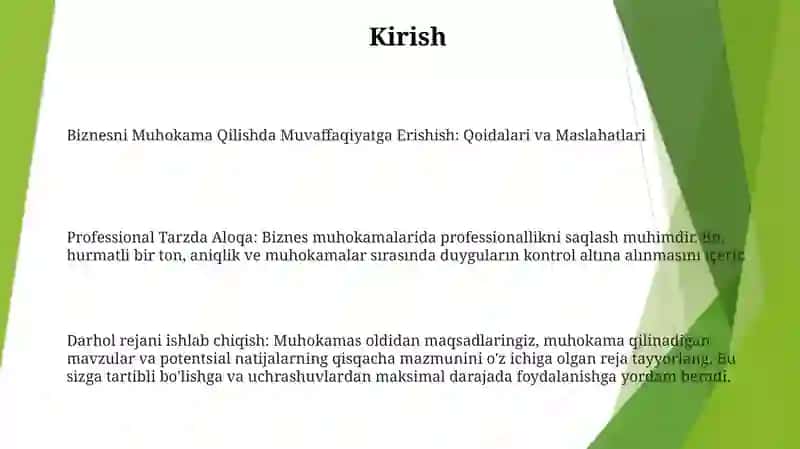 Biznesni Muhokama Qilish Qoidalari 2