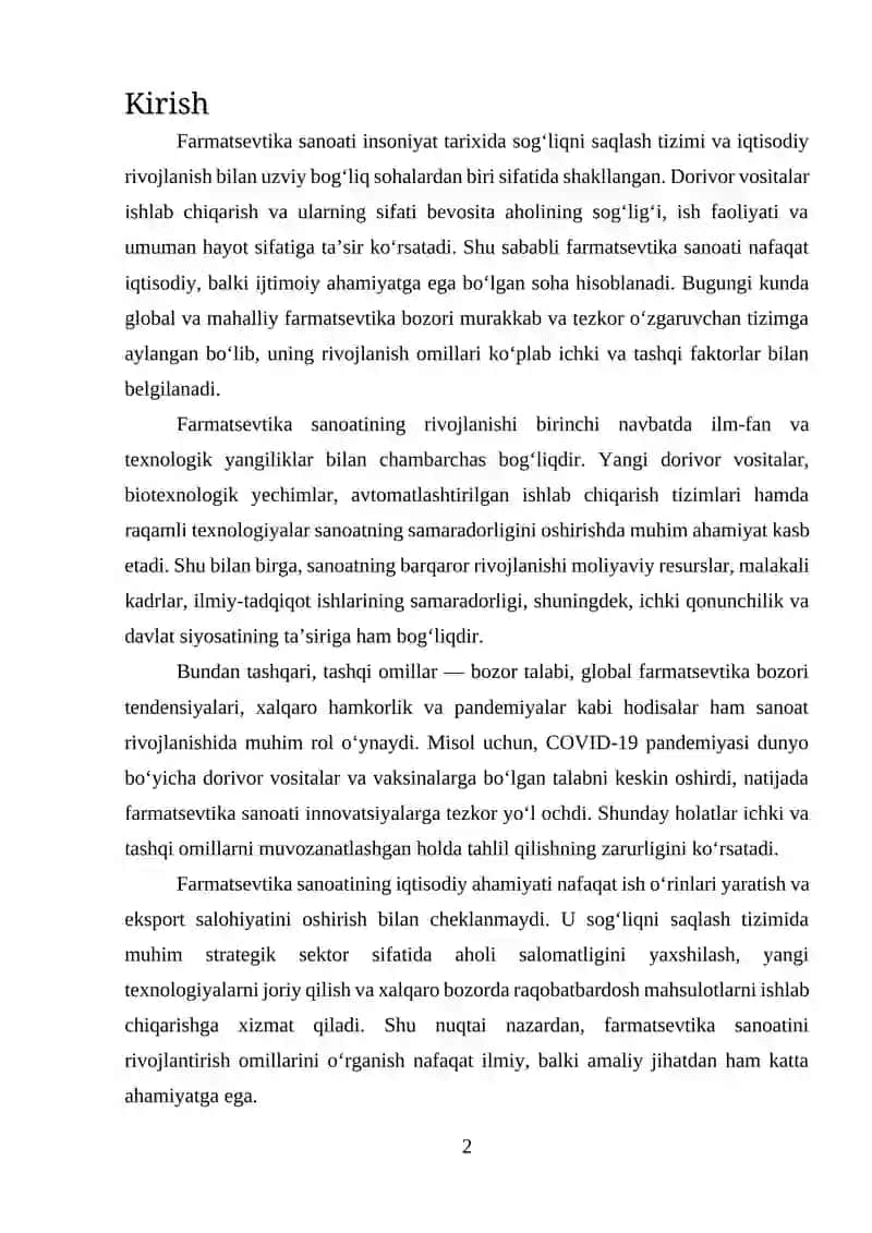 FARMATSEVTIKA SANOATINING RIVOJLANISH OMILLARI 2