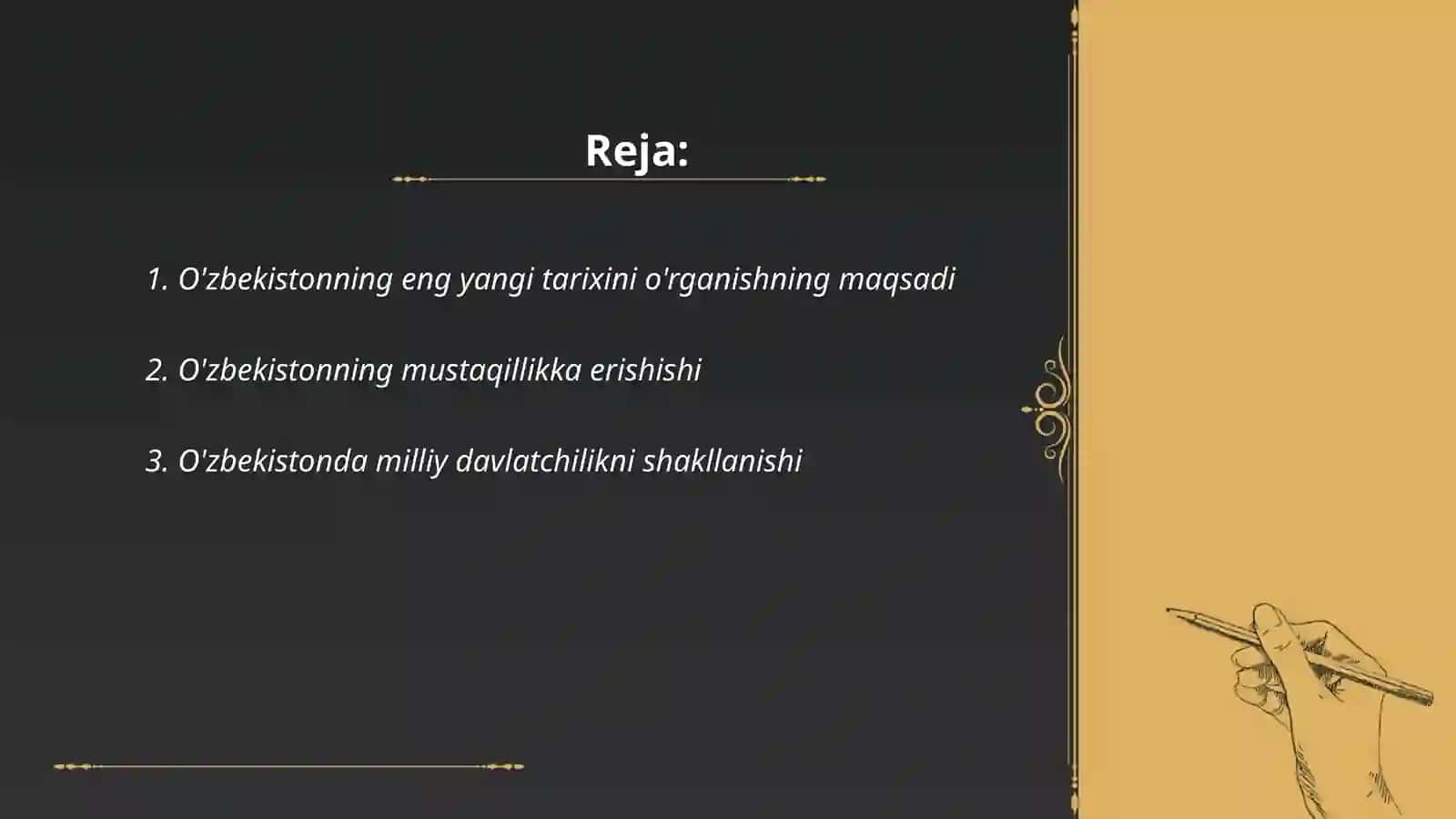 O’zbekistonning eng yangi tarixi fanining predmeti maqsadi va vazifalari 2