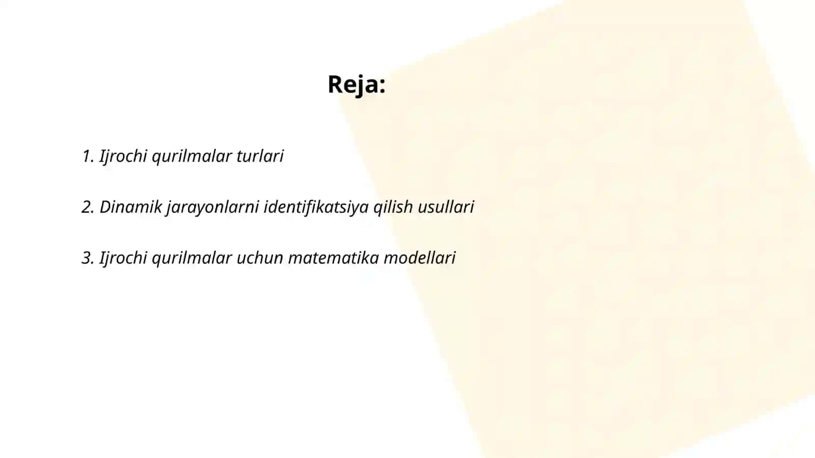 Texnologik jarayonlarni avtamatlashtirish fanidan Mustaqil ish 2