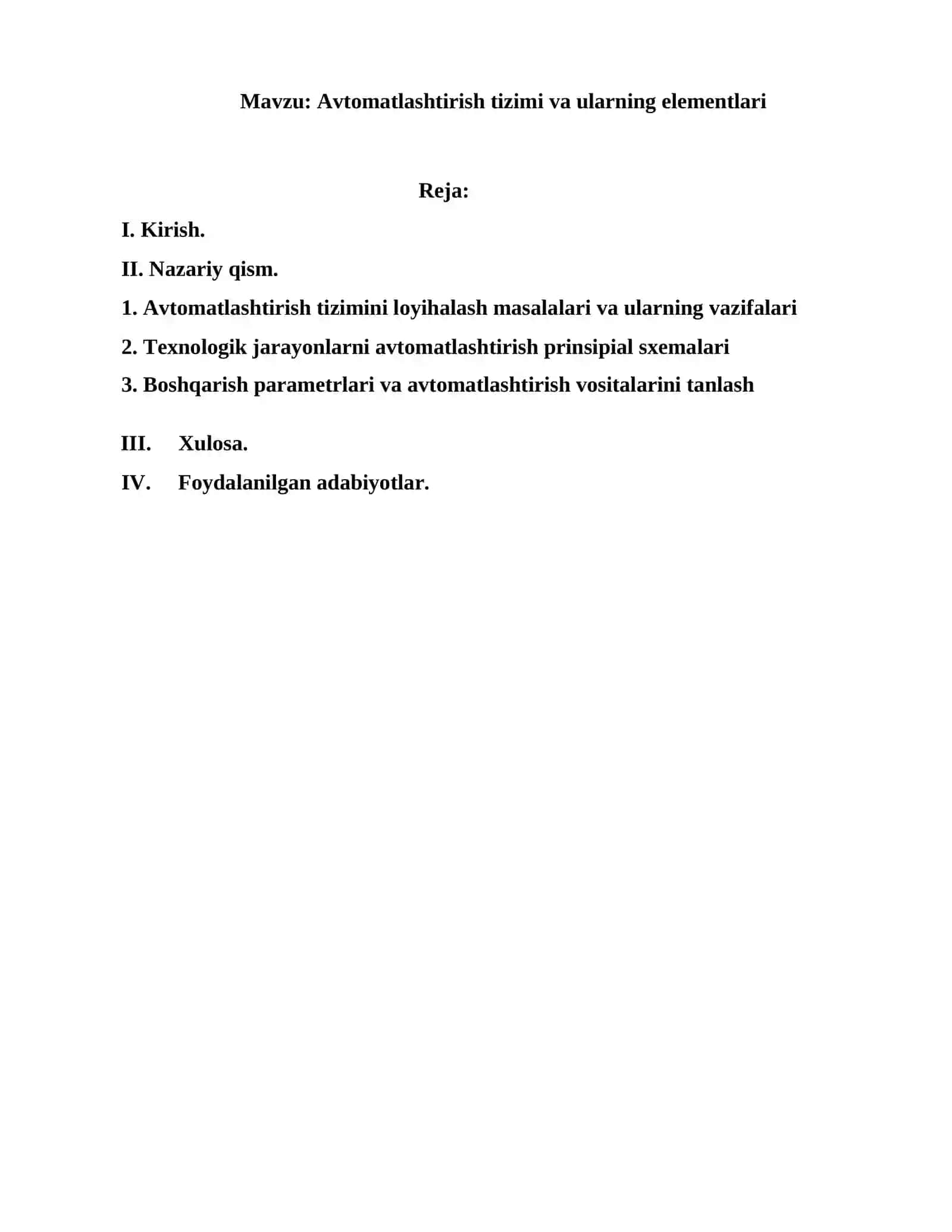 Avtomatlashtirish tizimi va ularning elementlari 2