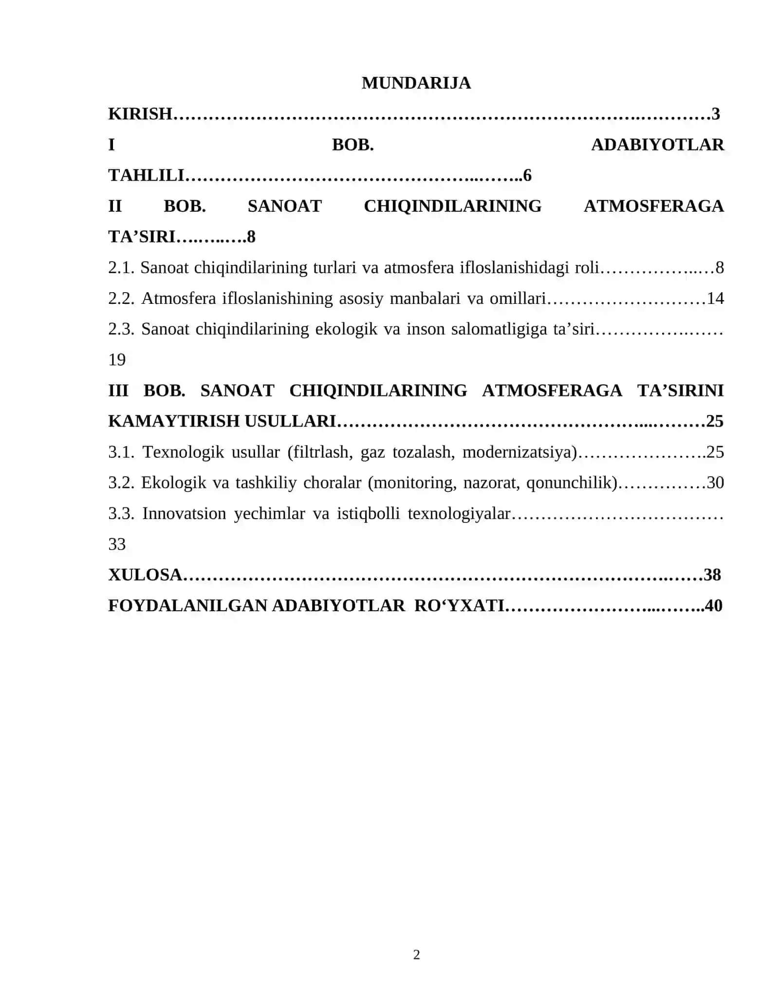 SANOAT CHIQINDILARINING ATMOSFERAGA TAʼSIRINI KAMAYTIRISH USULLARI 2