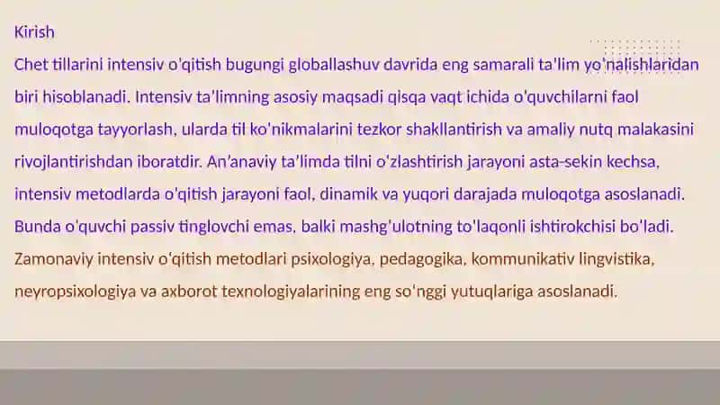 Chet tillarini intensiv oʻqitishda qoʻllaniladigan zamonaviy ta'lim metodlari 2