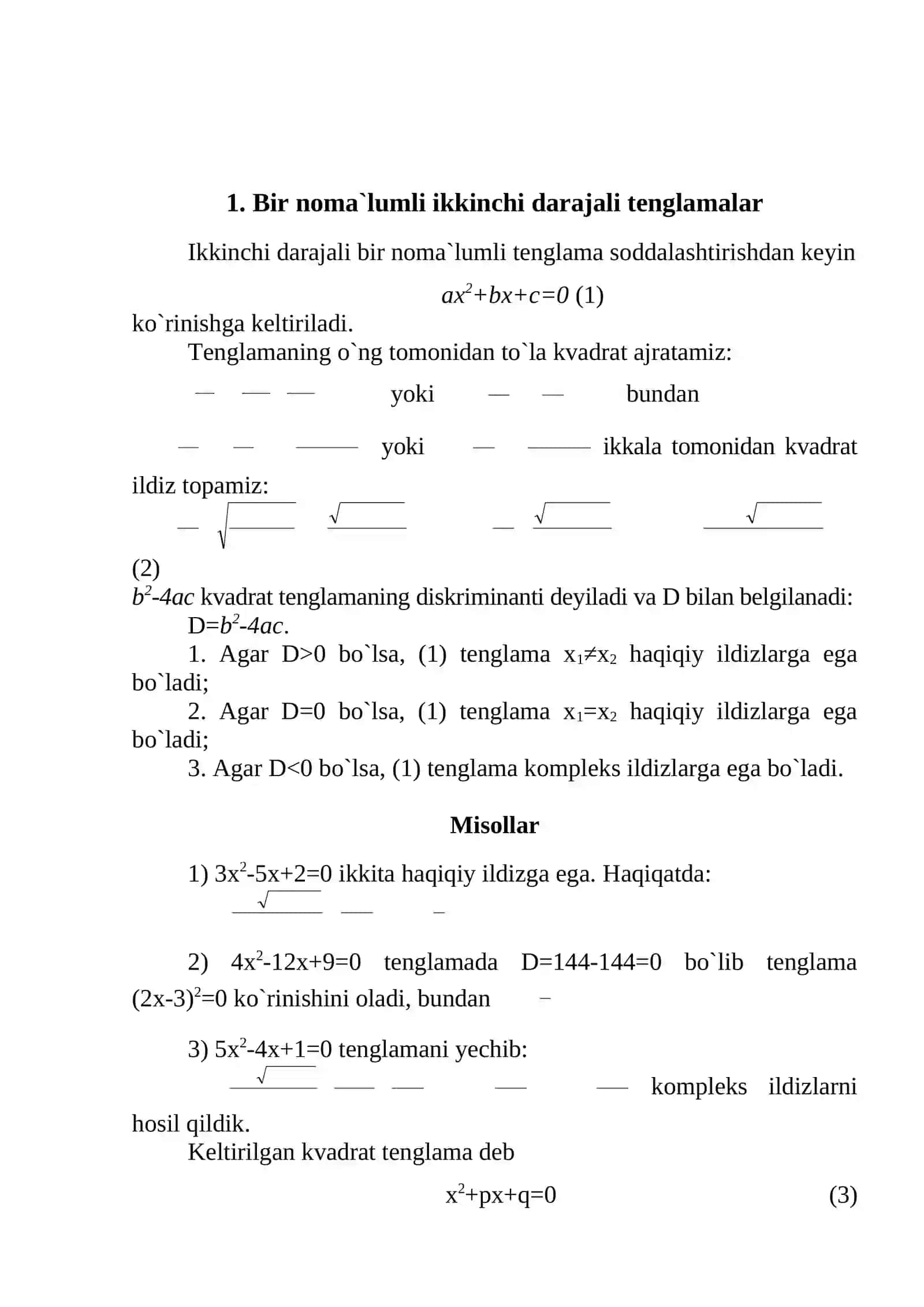 Tenglamalar 2