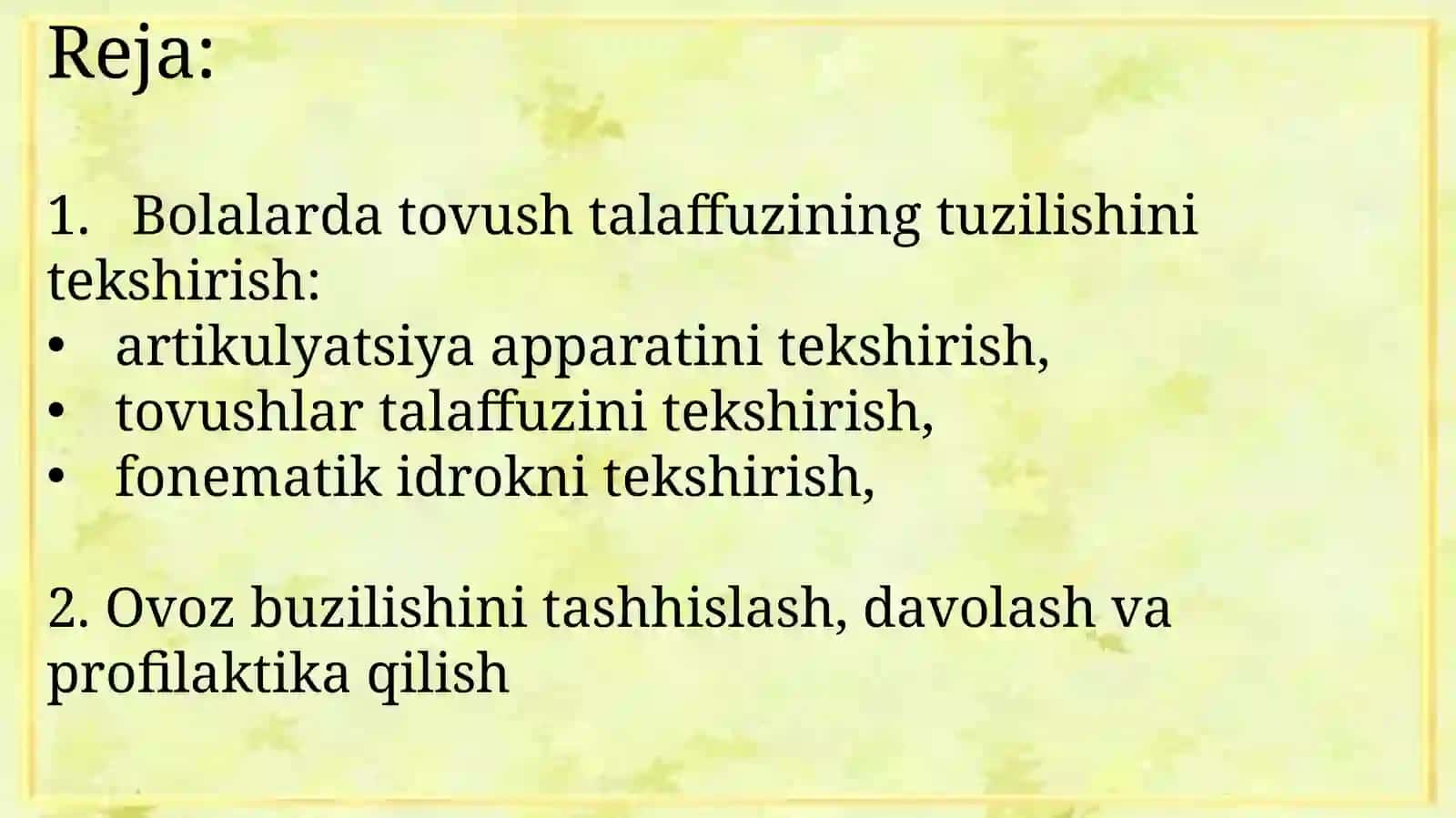 Ovoz buzilishlarini tekshirish metodikasi 2