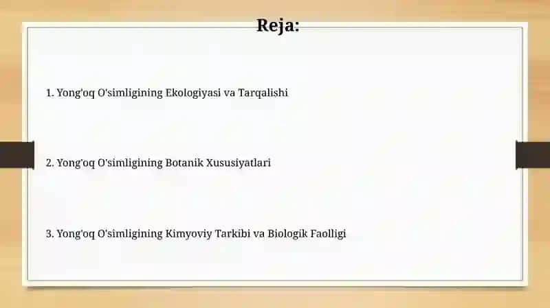 Yong'oq O'simligining o'ziga xos o'simlik sifatidagi tahlili 2