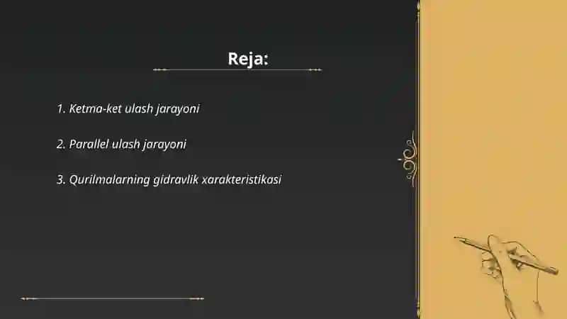 Ketma-ket va parallel ulangan quvurlar xarakteristikasi 2