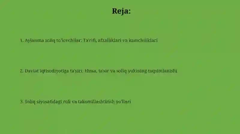 Aylanma soliq to'lovchilar: Ta'rif, turlari va ahamiyati 2